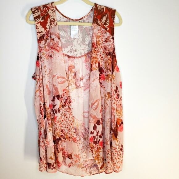 Lori Goldstein Tops - Lori Goldstein Floral Sheer Sleeveless Cover Up XL